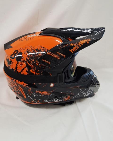 KIT CASCO+PROTEZIONI ENDURO ARANCIO NERO TG S