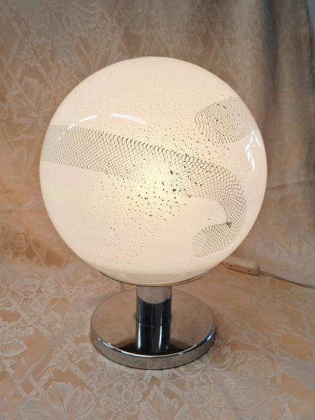 LAMPADA DA TAVOLO TONDA VINTAGE BASE ACCIAIO