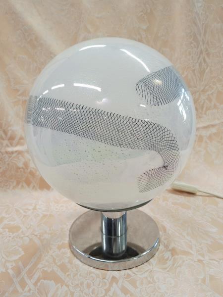 LAMPADA DA TAVOLO TONDA VINTAGE BASE ACCIAIO