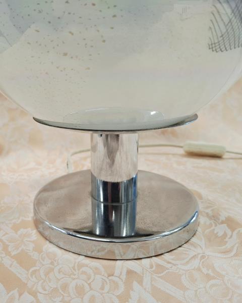 LAMPADA DA TAVOLO TONDA VINTAGE BASE ACCIAIO