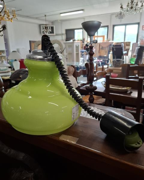 LAMPADARIO VETRO VERDE ANNI ' 70