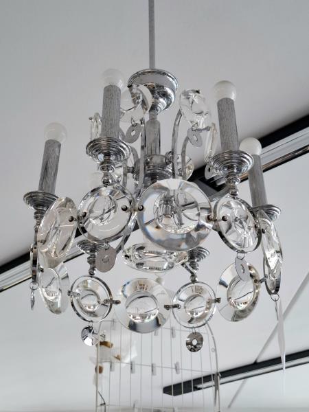 LAMPADARIO VINTAGE DISCHETTI METALLO