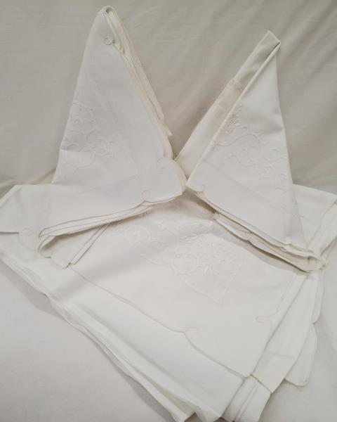 LENZUOLO BIANCO MATRIMONIALE RICAMI CON DUE FEDERE