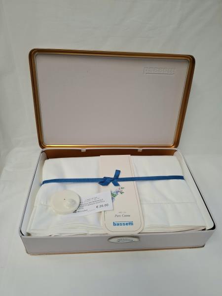 LENZUOLO MATRIMONIALE BASSETTI BIANCO SCATOLA LATTA