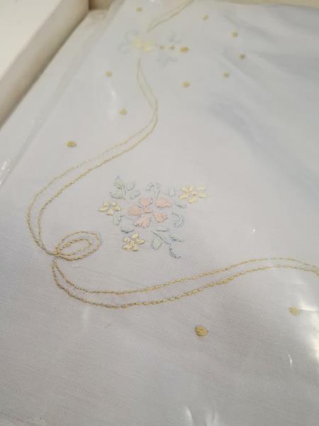 LENZUOLO MATRIMONIALE GRIGIO RICAMI SOPRA+SOTTO+FEDERE