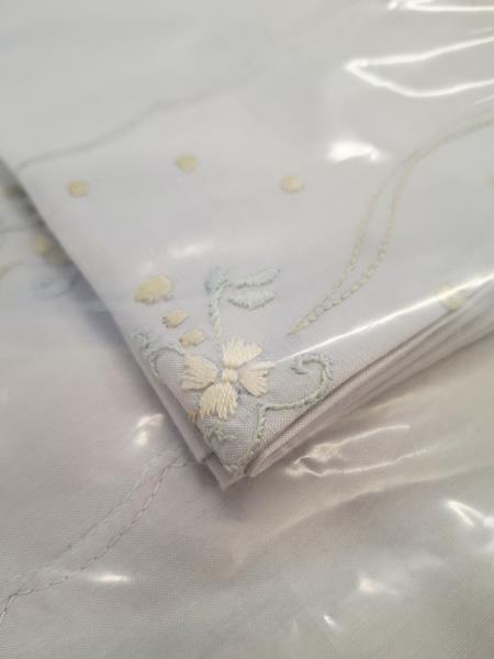 LENZUOLO MATRIMONIALE GRIGIO RICAMI SOPRA+SOTTO+FEDERE