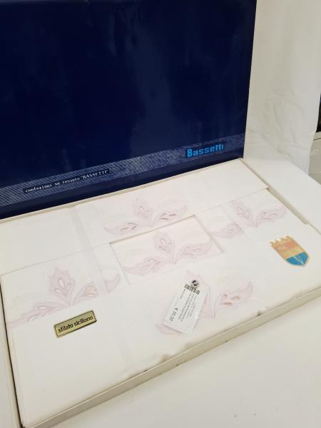 LENZUOLO MATROMONIALE CON FEDERE RICAMI ROSA