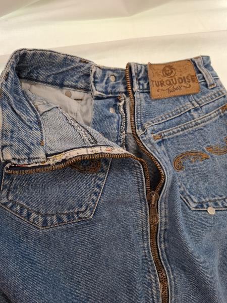 MINIGONNA JEANS TURQUOISE TRIBES TG S VINTAGE