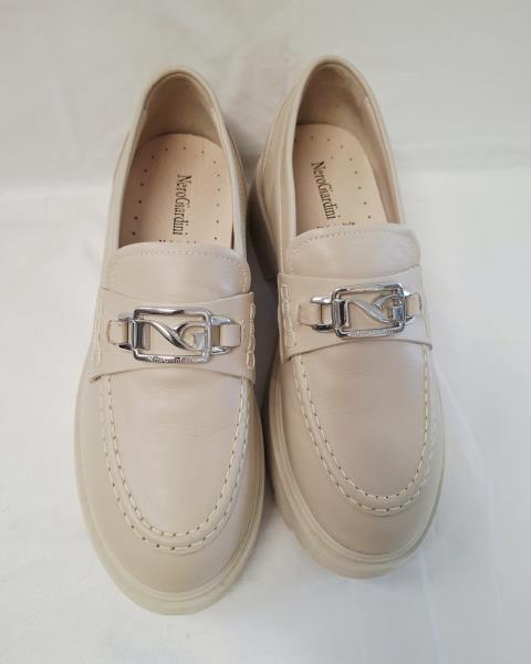MOCASSINO NERO GIARDINI BEIGE N 37