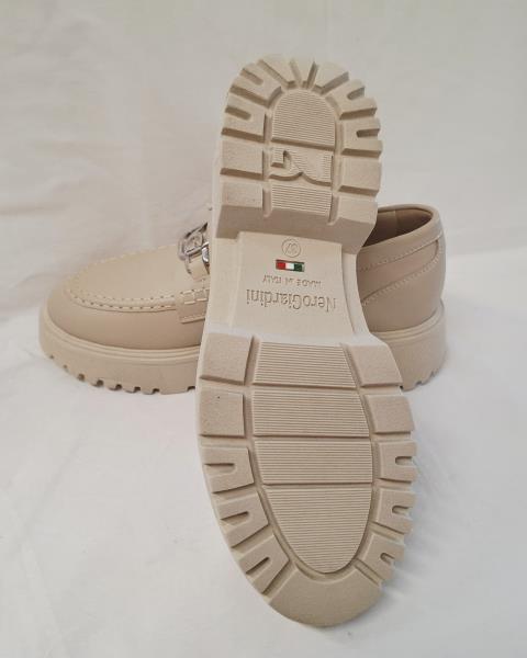 MOCASSINO NERO GIARDINI BEIGE N 37