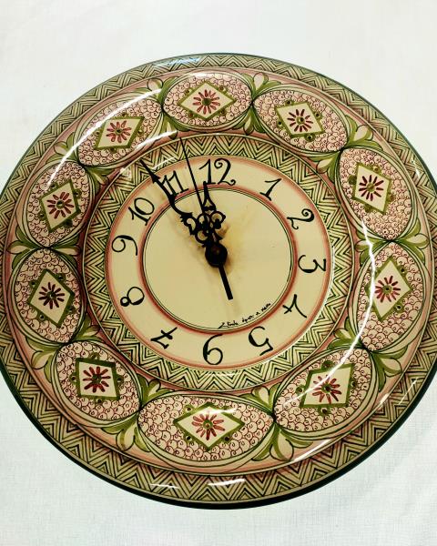 OROLOGIO CERAMICA VERDE DA PARETE DIPINTO