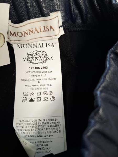PANTA MONNALISA BIMBA ECOPELLE BLU TG 6 ANNI