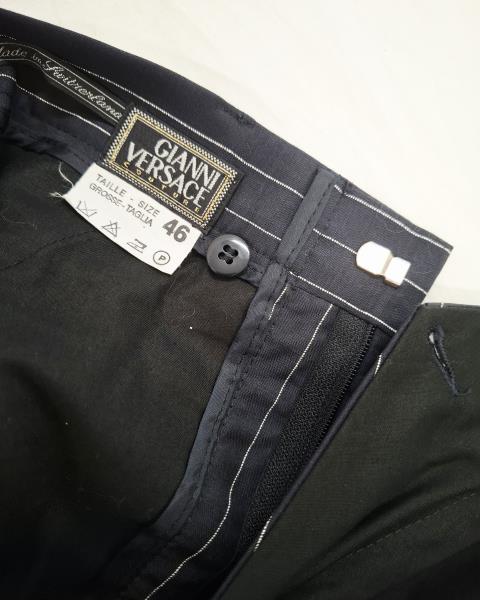 PANTA UOMO GIANNI VERSACE GESSATO BLU SCURO TG 46