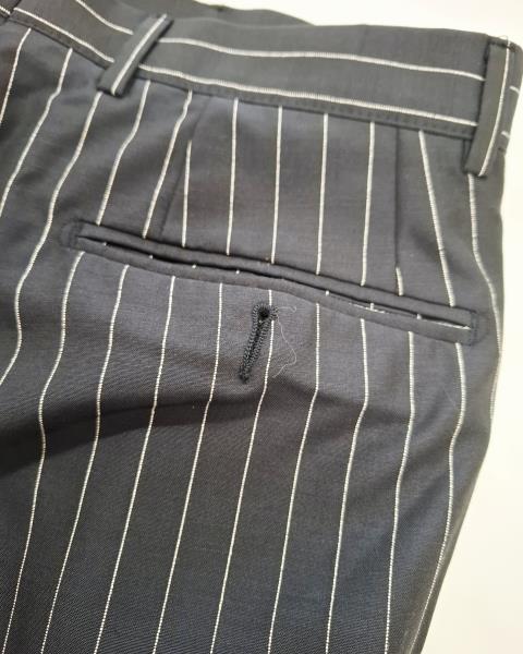 PANTA UOMO GIANNI VERSACE GESSATO BLU SCURO TG 46