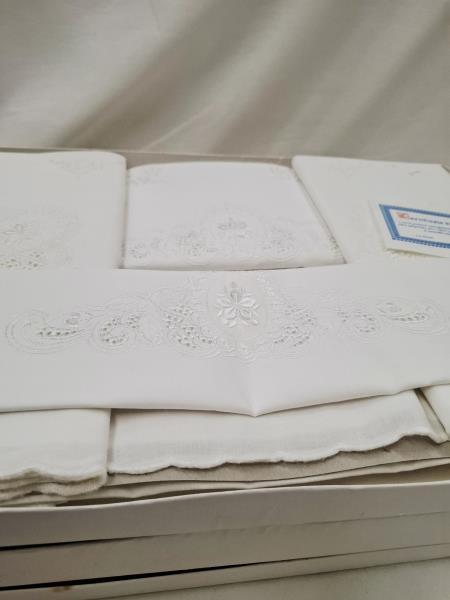 PARURE LENZUOLA MATRIMONIALI BIANCHE RICAMI