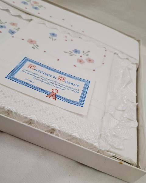 PARURE LENZUOLA MATRIMONIALI FIORELLINI ROSA AZZURRI