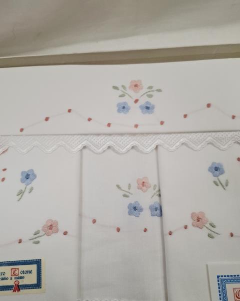 PARURE LENZUOLA MATRIMONIALI FIORELLINI ROSA AZZURRI