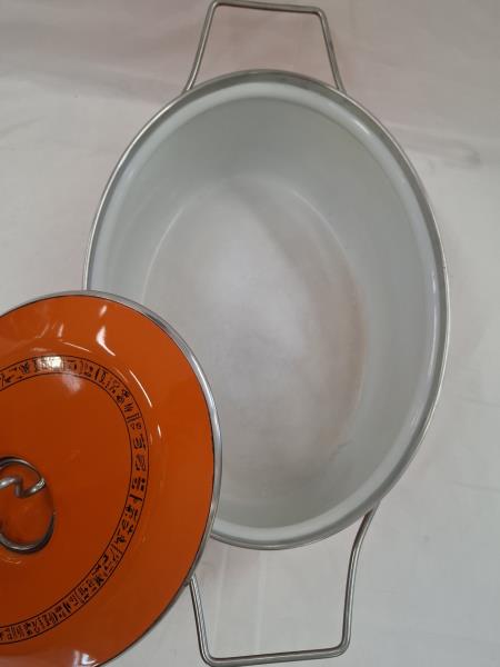 PENTOLA PER ARROSTO OVALE ARANCIONE SIMBOLI EGIZI