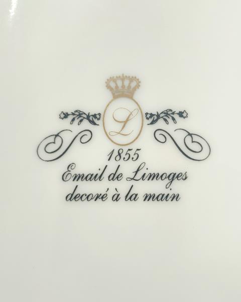 PIATTO VINTAGE EMAIL DE LIMOGES EMPIRE STYLE DORATO DIAM 19 CM