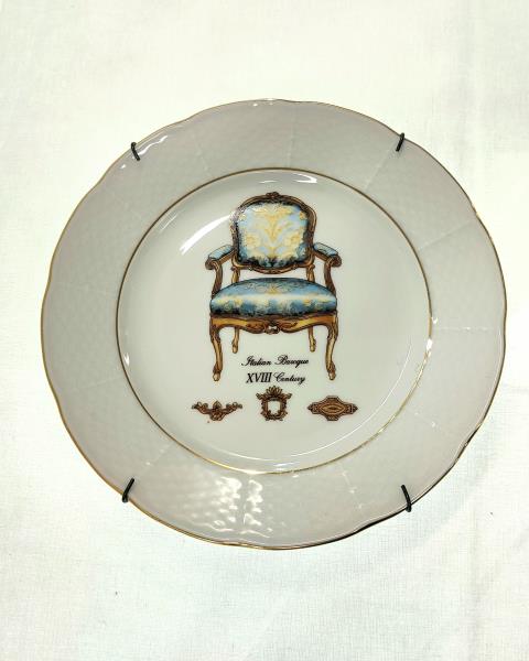 PIATTO VINTAGE EMAIL DE LIMOGES ITALIAN BAROQUE DIAM 19 CM