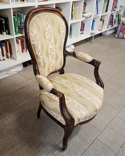 POLTRONA D'EPOCA TESSUTO STRAPPI