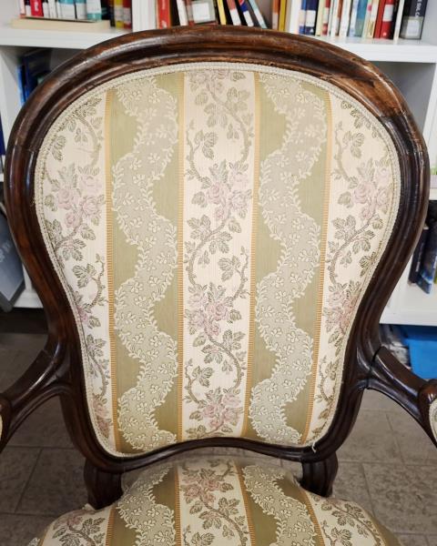 POLTRONA D'EPOCA TESSUTO STRAPPI