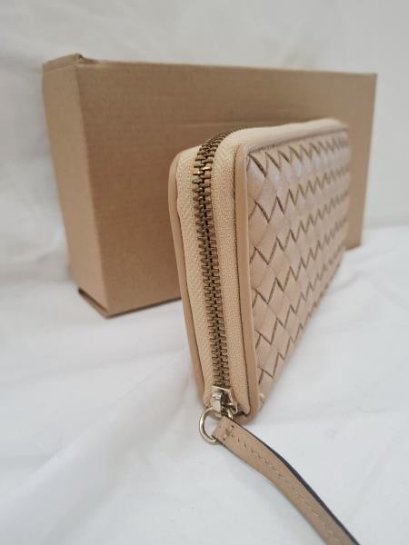 PORTAFOGLIO PELLE INTRECCIATA BEIGE DELLACONTE