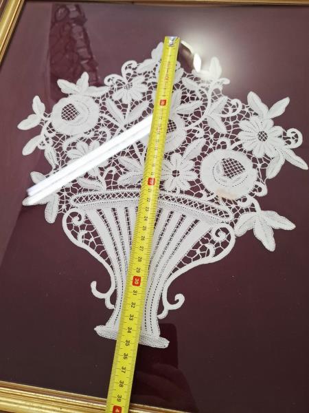 QUADRO CORNICE DORATA VASO FIORI PIZZO CANTU'