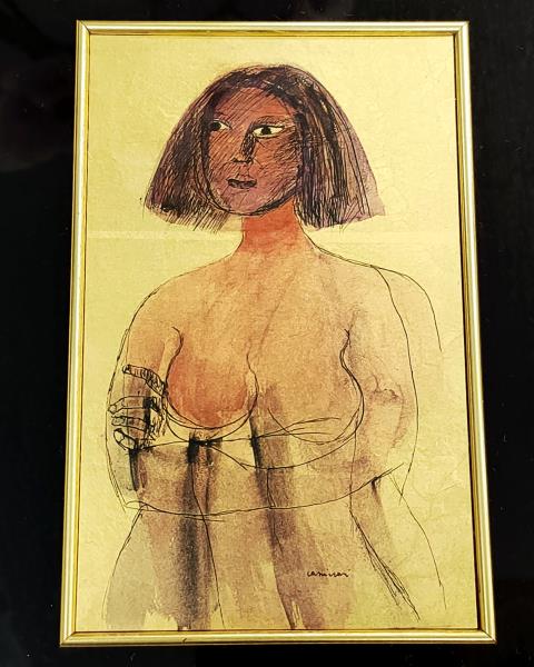 QUADRO LAMINA DORATA NUDO DONNA BRACCIA CONSERTE 
