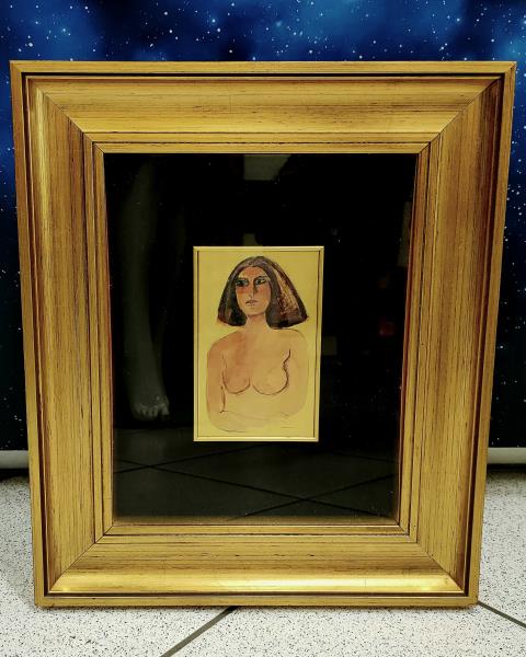 QUADRO LAMINA DORATA NUDO DONNA CASCHETTO 