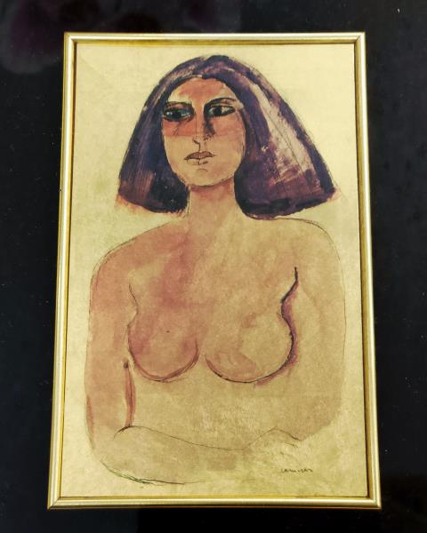 QUADRO LAMINA DORATA NUDO DONNA CASCHETTO 
