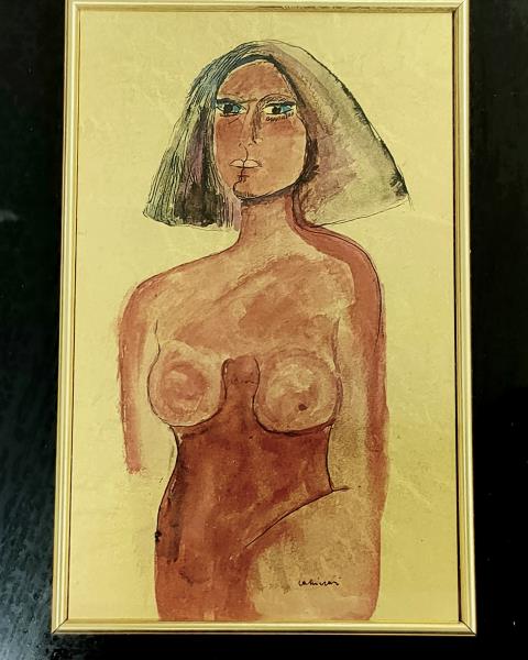 QUADRO LAMINA DORATA NUDO DONNA 
