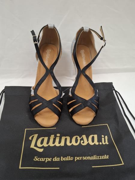 SCARPA DA BALLO LATINOSA NERA ARGENTATA N 40