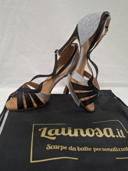 SCARPA DA BALLO LATINOSA NERA ARGENTATA N 40