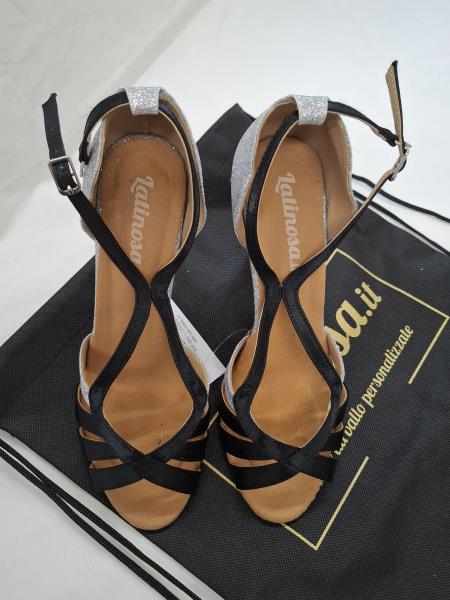 SCARPA DA BALLO LATINOSA NERA ARGENTATA N 40