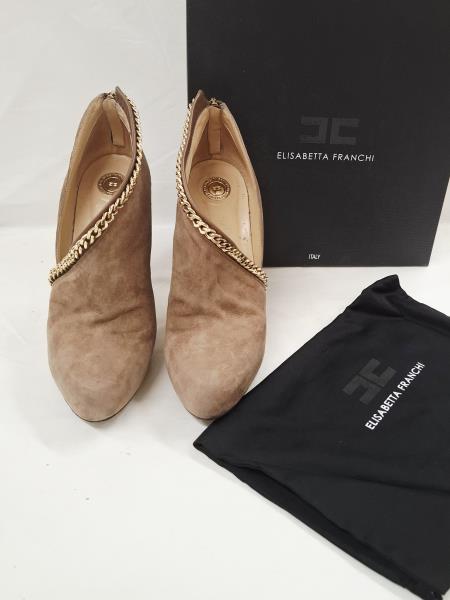 SCARPA ELISABETTA FRANCHI BEIGE CATENELLA DORATA N 40