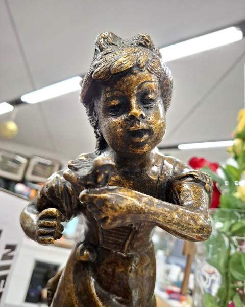 SCULTURA FANCIULLA BRONZO BASE MARMO