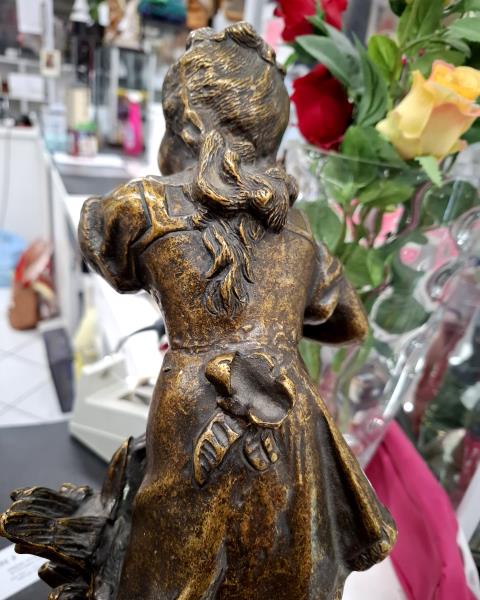 SCULTURA FANCIULLA BRONZO BASE MARMO