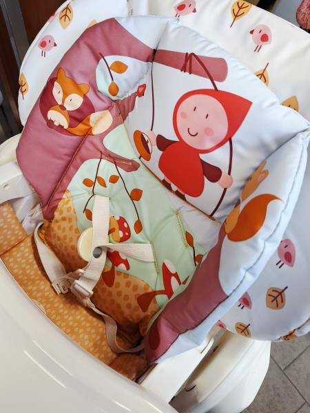 SEGGIOLONE CHICCO BIANCO ROSSO FOGLIE