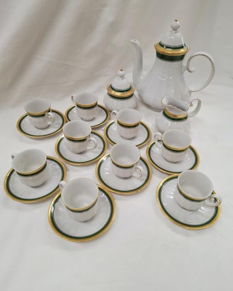 SERVIZIO CAFFE' BAVARIA BORDO VERDE DORATO X 9 PERSONE
