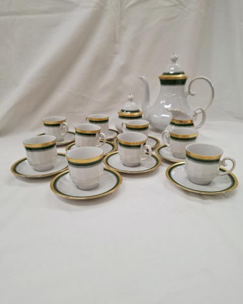 SERVIZIO CAFFE' BAVARIA BORDO VERDE DORATO X 9 PERSONE