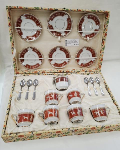 SERVIZIO CAFFE' BAVARIA DECORO ROSSO ANGELI X 6 PERSONE