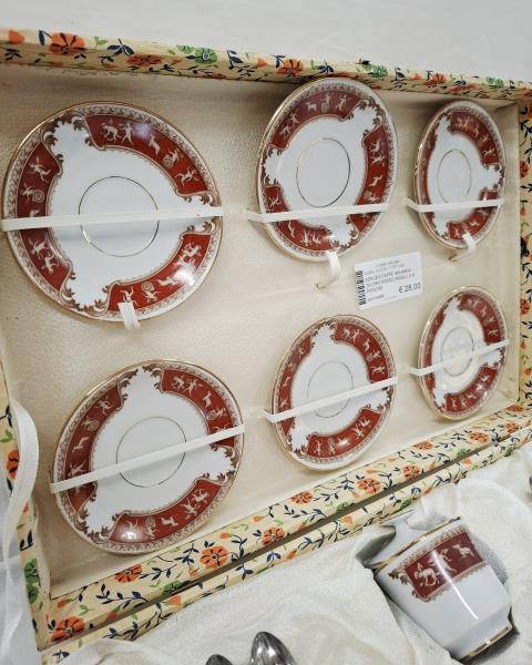 SERVIZIO CAFFE' BAVARIA DECORO ROSSO ANGELI X 6 PERSONE