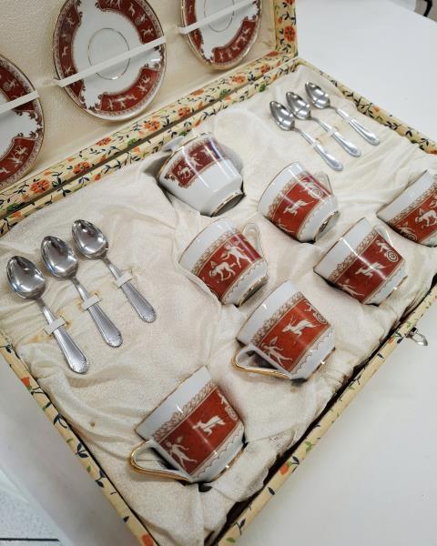 SERVIZIO CAFFE' BAVARIA DECORO ROSSO ANGELI X 6 PERSONE