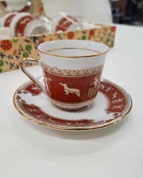 SERVIZIO CAFFE' BAVARIA DECORO ROSSO ANGELI X 6 PERSONE