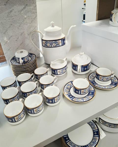 SERVIZIO CAFFE  SORAYA DECORO BLU X 12 PERSONE