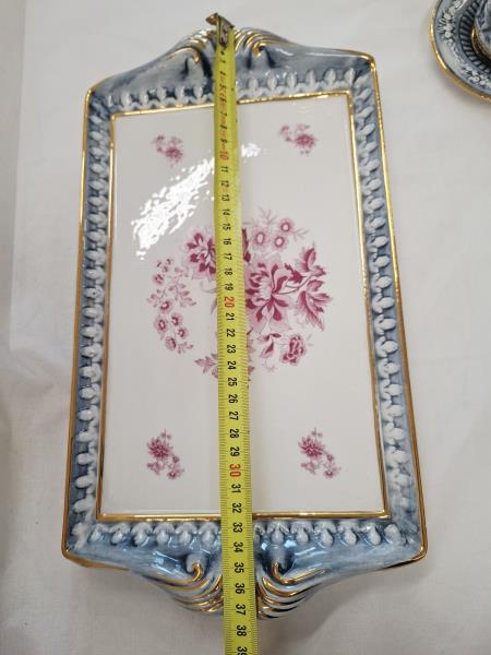 SERVIZIO CERAMICA CAPODIMONTE AZZURRA  X 2 (piattino sbeccato)
