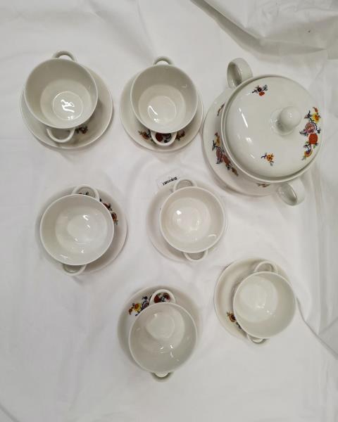 SERVIZIO DA BRODO VINTAGE FIORELLINI  X 6  PERSONE