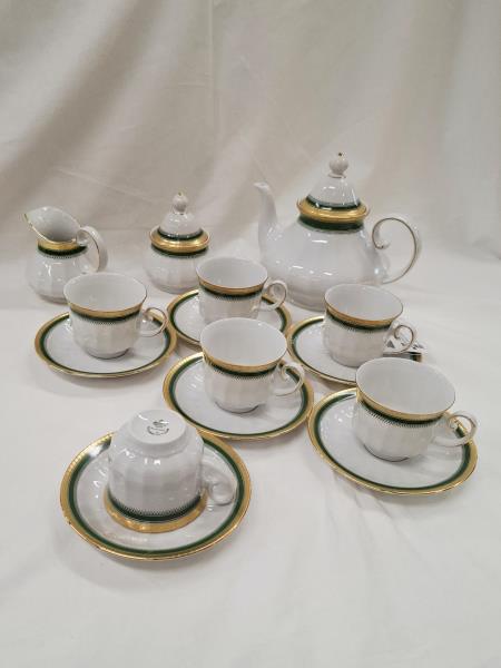 SERVIZIO TE' BAVARIA BORDO VERDE DORATO X 6 PERSONE