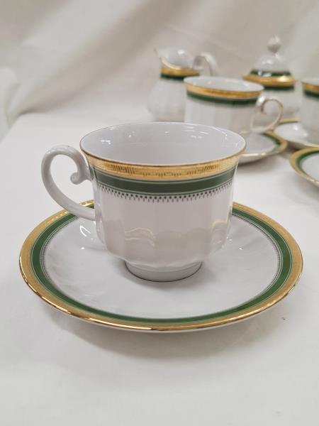 SERVIZIO TE' BAVARIA BORDO VERDE DORATO X 6 PERSONE